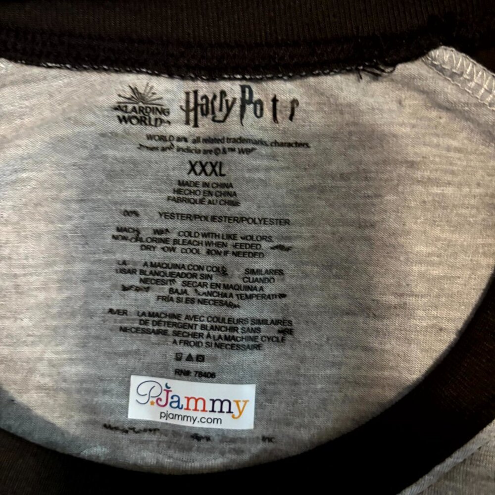 Harry Potter Hufflepuff XXXL Raglan Sleep Shirt PJ Nightgown PJammy - Picture 2 of 6